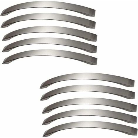 Küchenmöbelgriffe 10er Set - Chrom - Türgriffe aus gebürstetem Nickel, Küchengriffe aus Edelstahl, Lochabstand 160 mm