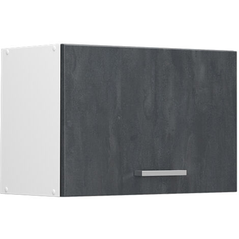Küchenoberschrank R-Line, Schwarz Beton, 60 cm Flach, Vicco