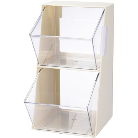Küchenorganizer aus Kunststoff, mehrstufiger Aufbewahrungsschrank, Maße 13,8 x 12,5 x 25 cm, weiß und grün, für Snacks, Gewürze und Schmuck.