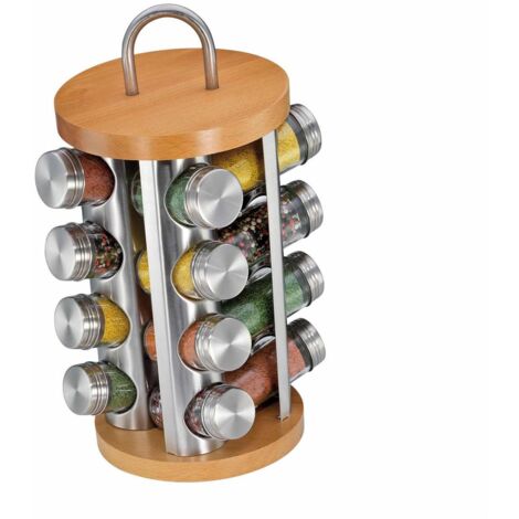 Küchenprofi Présentoir à épices avec 16 bocaux nature, rond