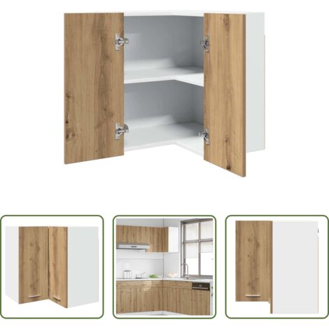 Küchenregal - Eck-Hängeschrank Lyon Artisan-Eiche 57x57x60 cm Holzwerkstoff