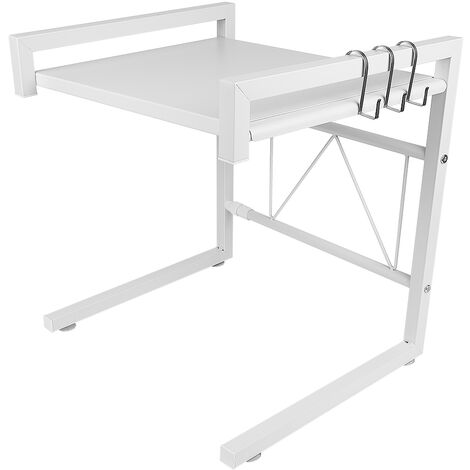 Küchenregal Mikrowellenhalter Mikrowelle Regale Toaster Stand Regal (40-65)x42cm mit 3 Haken weiß