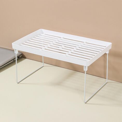 Küchenregal – Multifunktionales, stapelbares Regal mit Metallrahmen und Wasserablauf – Strapazierfähiger Kunststoff, Maße: 16 x 31,5 x 19,5 cm
