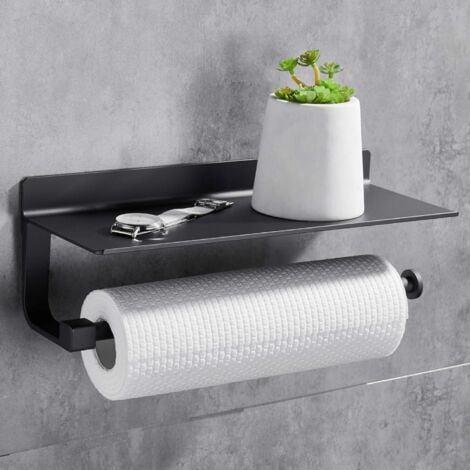 Küchenrollenhalter Wandhalterung Rollenhalter für Küche und Bad Ohne Bohren Papierrollenhalter Küchenrollenhalter Schwarz
