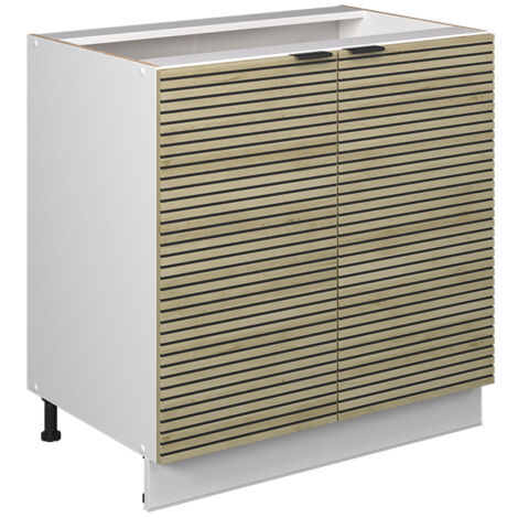 Küchenschränke Fame-Line, Eiche Paneel, 80 cm mit Regal, ohne Arbeitsplatte, Vicco