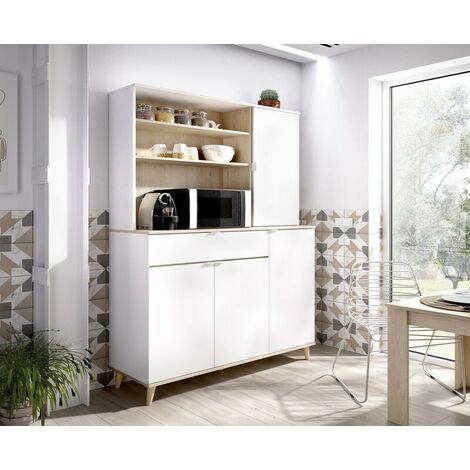 Küchenschrank 120x40x189 cm Anita Mattweiß und natürlich mit vier Türen und einer Schublade weiß und natürlich