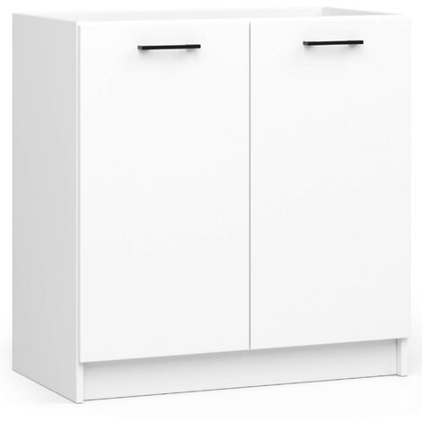 Küchenschrank AKORD OLIWIA modular S80 Unterschrank für Küchenspüle Weiß 80 cm 2 Türen Regal B80 x H82 x T46 cm