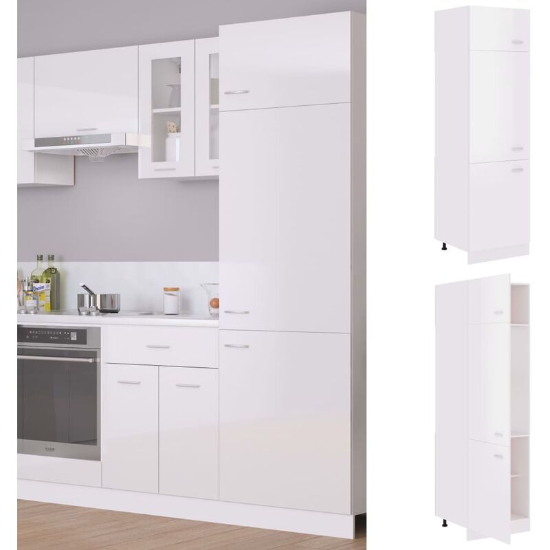 Küchenschrank Hochglanz-Wei? 60x57x207 cm Spanplatte - Weiß