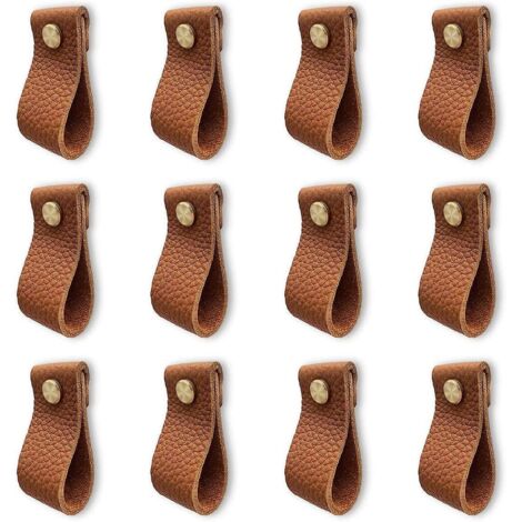 Küchenschrankgriff, 12er-Set Ledergriffe, Türgriffe mit Schrauben und Muttern, stoßfester Schrank- und Schubladentürknopf