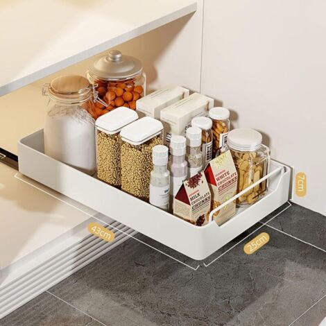 Küchenschublade, Ausziehbarer Schrankorganizer, Ausziehbare Schublade, Schublade für Küchenschränke, Montage ohne Bohren oder Nägel, M (43 25 7 cm)