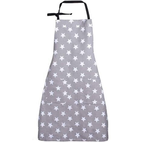 Küchenschürze (Grau), Kochschürze Damen, Verstellbare Baumwollleinen-Schürze für Familienrestaurant Barbecue