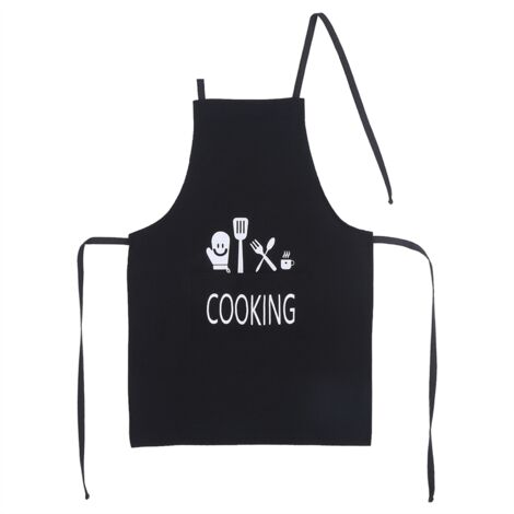 Küchenschürze mit Unisex-Cartoonmuster und Tasche, schwarzes Küchenutensil für Restaurants