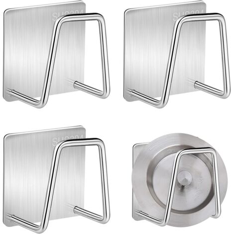 Küchenschwammhalter Spülbecken Schwammhalter Edelstahl Selbstklebend Spülbecken Schwammhalter für Schwämme Bürste Topfdeckel Geschirrtuch 4 Stück Silber