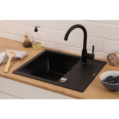 Küchenspüle Einbauspüle Granit Spülbecken Spüle 58x50 Schwarz Respekta Nashville