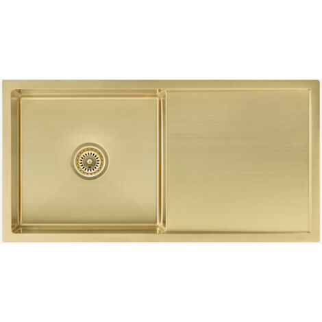 Küchenspüle einfach 880 mm - Messing gebürstet - Limba
