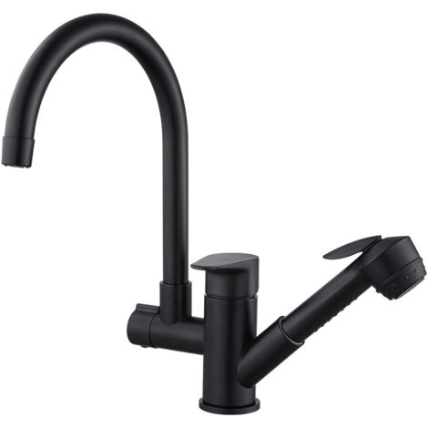Küchenspüle, komplett aus Kupfer, kalt und warm, Wasserhahn für Gemüsewaschbecken, multifunktionaler, einziehbarer, drehbarer Spülbeckenhahn (Größe: 60 cm Wassereinlass) – RAPANDA