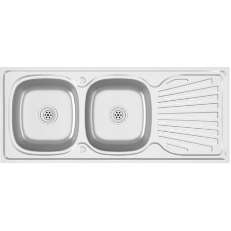 Küchenspüle mit Doppelbecken Silbern 1200x600x155 mm Edelstahl vidaXL - Silber