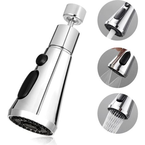 Küchenspüle-Sprühhahn, 360° drehbarer Luftsprudler, Küchenarmatur, 3-Modus-Küchenarmatur-Auslauf für Küchenarmatur-Luftsprudler FM22 (Silber)