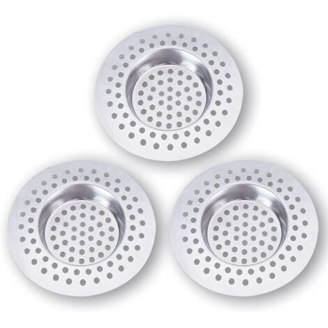 Küchenspülen-Sieb aus Edelstahl (3er-Set) – Duschhaarfänger 7,5 x 7,5 cm, 90-Loch-Duschhaarfilter, Küchenspülen-Sieb, Küchenzubehör, Badezimmer, Küche