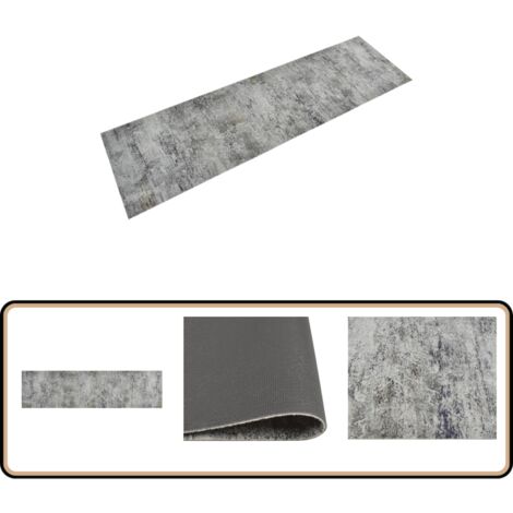 Küchenteppich Waschbar Beton 45x150 cm Samt - Küchenläufer - Samt - PVC - Rutschfest - Maschinenwäsche