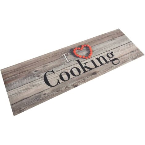 Küchenteppich Waschbar Cooking Grau 60x180 cm Samt