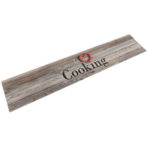 Küchenteppich Waschbar Cooking Grau 60x300 cm Samt