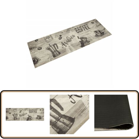 Küchenteppich Waschbar Kaffee Grau 60x180 cm Samt - Küchenläufer - Samt - Kaffeefarbe - Grau - Badezimmerteppich