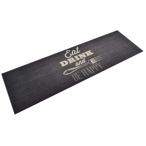 Küchenteppich Waschbar Küche Schwarz 60x180 cm Samt