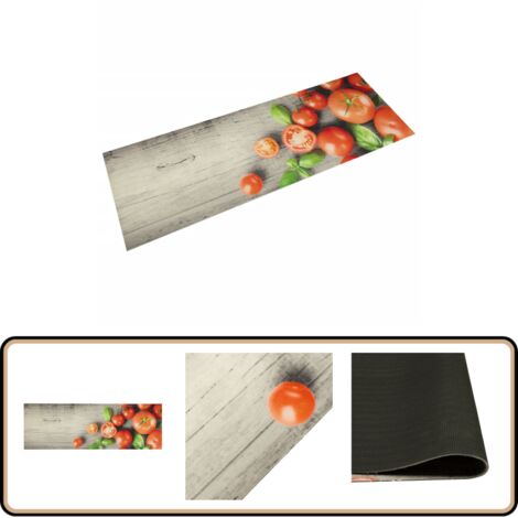 Küchenteppich Waschbar Tomaten 60x180 cm Samt - Küchenläufer - Samt - Anti-Rutsch - Waschecht - Wohnzimmer