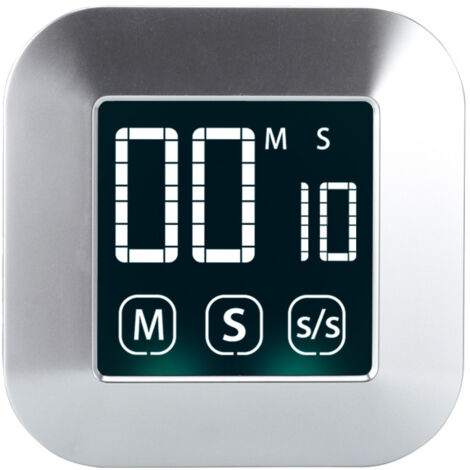 Küchentimer digital - Küchenwecker Eieruhr – digital mit 3 x Touchbutton – LCD Display – Countdown und Countup bis 99 Minuten – Stoppuhr – magnetisch – modernes Design – Silber