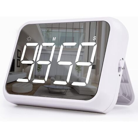 Küchentimer (weiß), 4-Zoll-Digitaltimer für Klassenzimmer in der Schule, großer magnetischer LED-Countdown-Timer mit Dauerlichtfunktion