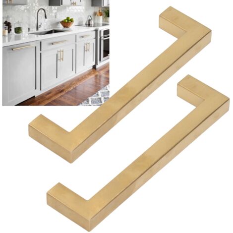 Küchentürgriffe, 4er-Set, goldfarbener Edelstahl, 128 mm, Ersatz für Schrank-, Küchen- und Küchenschrankgriffe