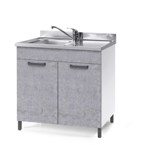 WEBMARKETPOINT Küchenunterschrank in Betongrau mit 2 Türen 80x50xH 85