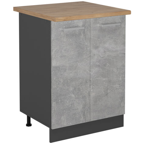 Küchenunterschrank R-Line, Beton, 60 cm , AP Eiche, Vicco