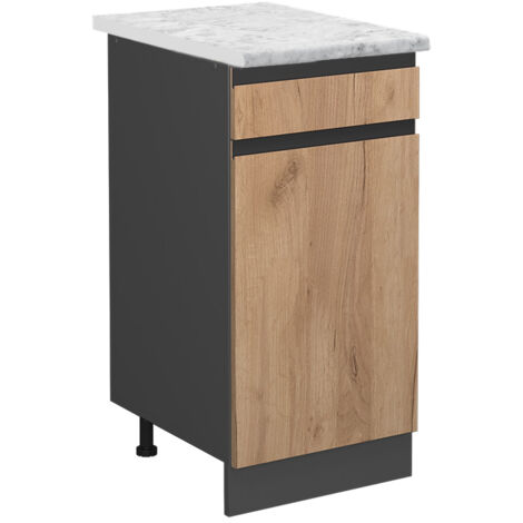 Küchenunterschrank R-Line, Goldkraft Eiche, 40 cm AP Marmor, Vicco
