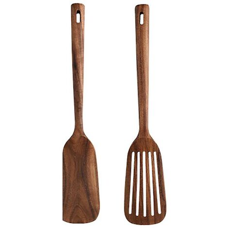 Küchenutensilien aus Holz, 2 Stück Holzlöffel und Spatel zum Kochen, elegant, für den Gebrauch und für die Küche