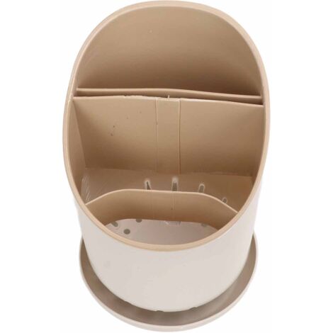 Küchenutensilienhalter aus Bambus, Besteckaufbewahrung und umweltfreundlicher Abtropfständer, beige