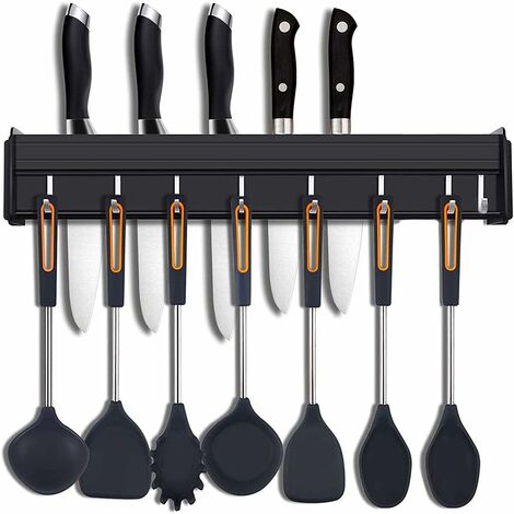 Küchenutensilienhalter mit Haken, wandmontierte Küchenutensilienstange, wandmontierter Küchentopfmesserhalter, wandhängender Topflappen, zum Aufhängen von Küchenutensilien