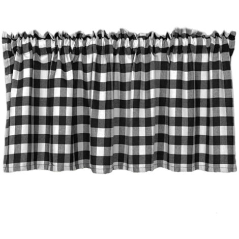 Küchenvorhangstoff aus garngefärbtem Polyester, modernes Gittermuster, Tür- und Café-Vorhang, schlichter Stil mit Stangentasche.