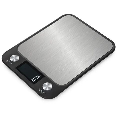 Küchenwaage 15 kg/1 g, Lebensmittelwaage, Kaffeewaage, intelligente digitale elektronische Waage, Edelstahl-Design zum Kochen und Backen, Schwarz, 10 kg