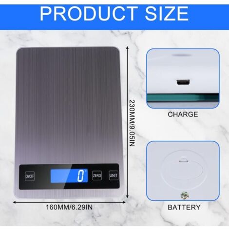 Küchenwaage, 5 kg/1 g Präzisionswaage, elektronische Küchenwaage, Edelstahl, empfindlicher Touchscreen, hintergrundbeleuchtetes LCD-Display, automatische Abschaltung, Tara-Funktion, mit Batterie (Pink