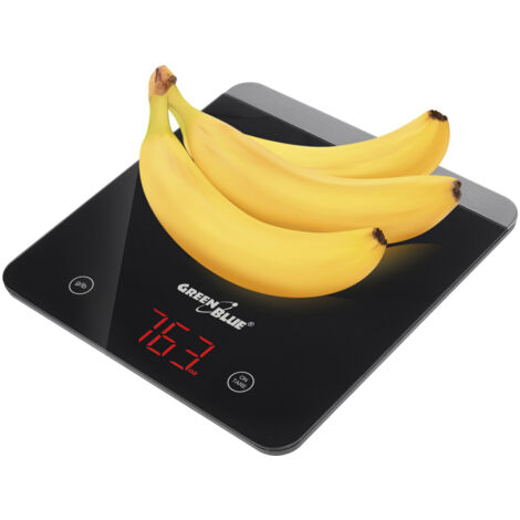 Küchenwaage GreenBlue GB171 schwarz 5 kg gehärtetes Glas
