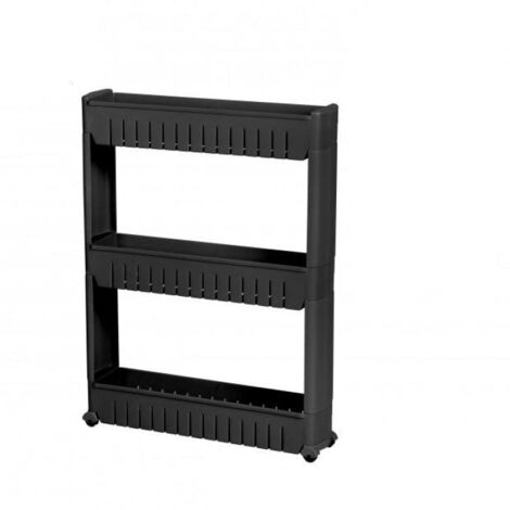 MOBILIBRICO Küchenwagen mit 3 Ablageflächen auf schwarzen Rädern