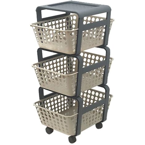 Küchenwagen mit Körben Modula Col. Tortora - Cm 41,5 X 29 X H.75 Ecoplast