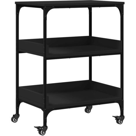 Küchenwagen Schwarz 60x41x80,5 cm Holzwerkstoff vidaXL