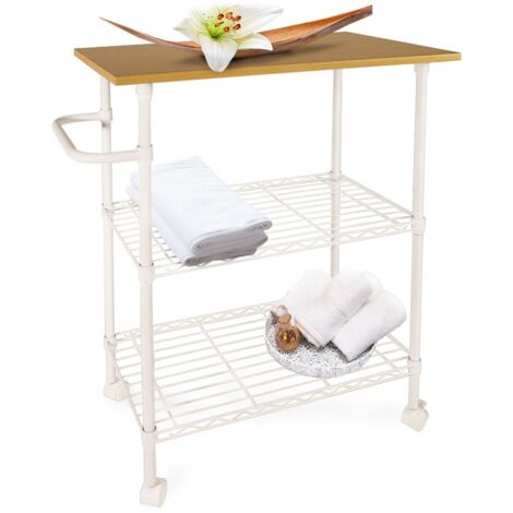 Küchenwagen Toledo Servierwagen 3 Etagen 60 x 41 x 87 cm - Weiß/Holz