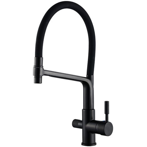 Küchenwasserfilter Wasserhahn Küchenarmatur Mixer 360-Grad-Drehung Wasseraufbereitungsfunktion Wasserhähne-Schwarz