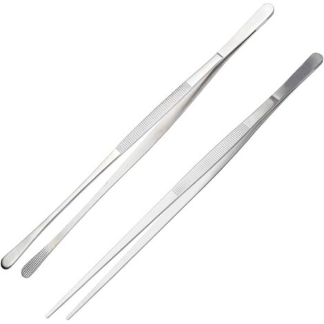 Küchenzange, Edelstahl-Küchenzange, Große Küchenzange, Präzisions-Küchenzange, Küchenzange zum Epilieren, Grillzange, Flache Küchenzange, 2 Stück, 30 cm