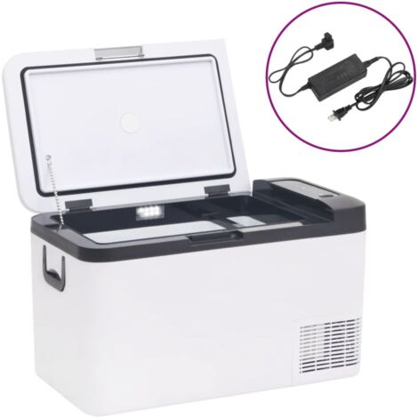Kühlbox mit Griff und Adapter Schwarz und Weiß 25 L PP & PE vidaXL