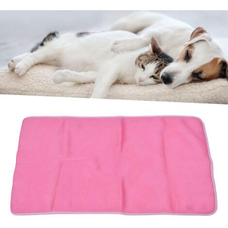 Kühlmatte für Haustiere, Sommermatte aus Eisseide, Atmungsaktive Matte für Hunde und Katzen, Schlafmatte für Sofa, Bett, Boden, Rosa S